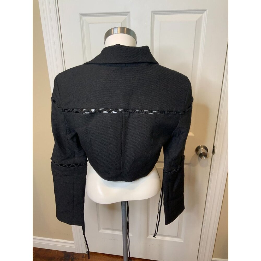 Aya Muse Sycamore Black Cropped Lace-Up Panel Jacket NWT $1018, Size Medium - Picture 6 of 7